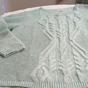 Westport Mint Cable Knit Sweater